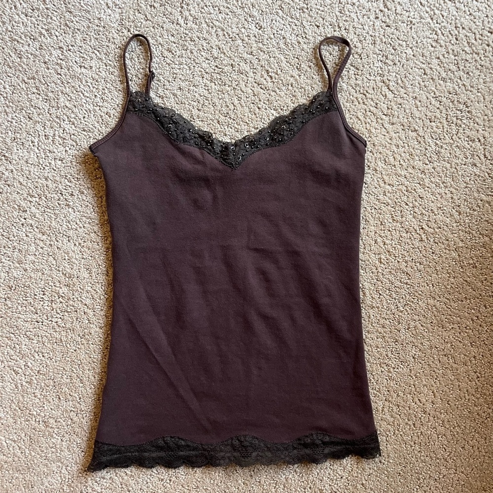 brown lace tank